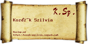 Kozák Szilvia névjegykártya