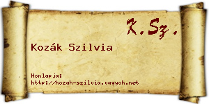 Kozák Szilvia névjegykártya